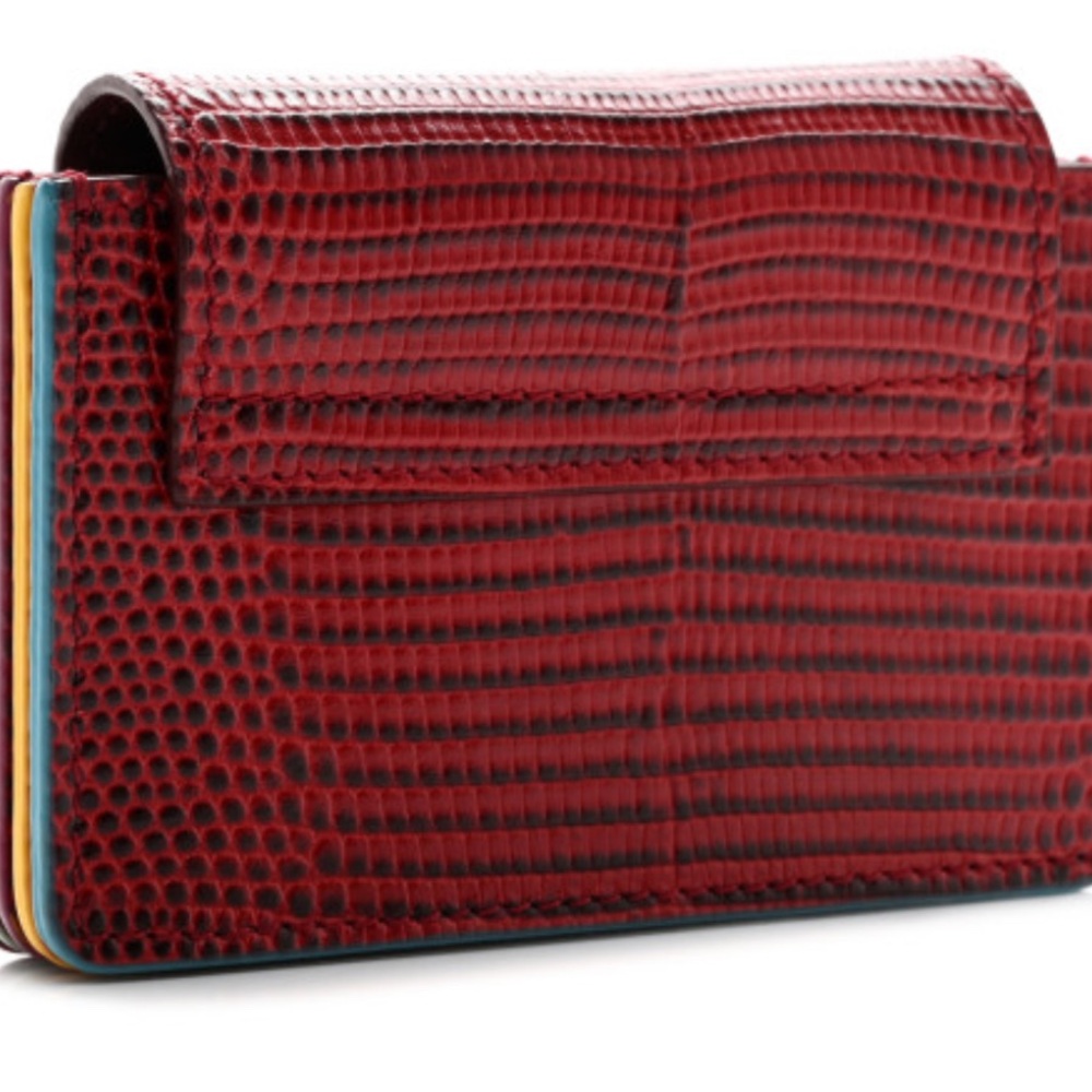 Rare and Exotic Dolce & Gabbana Stampa Iguana Calfskin Card Holder Rosso - Picture 4 of 7